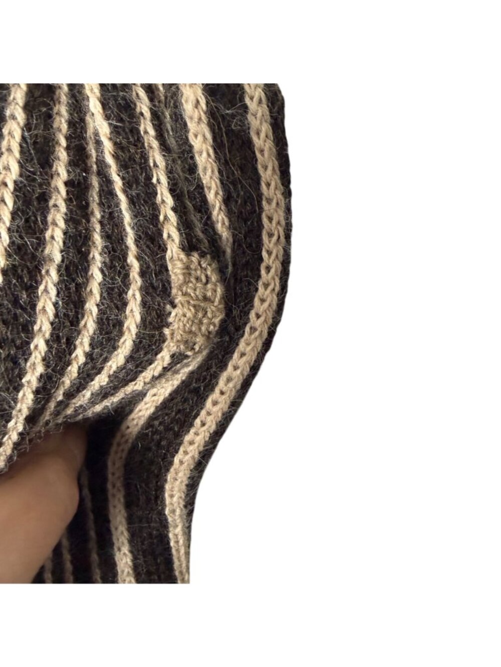 Intiwara Womens Alpaca Knit Scarf Aztec Print Brown Blue Double Layer Warm Boho - Picture 6 of 10